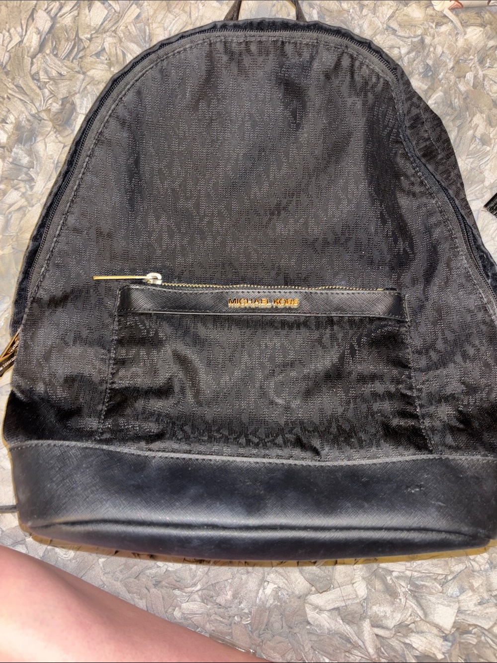 Michael Kors Black Logo-Print Large backpack  with Gold Accents